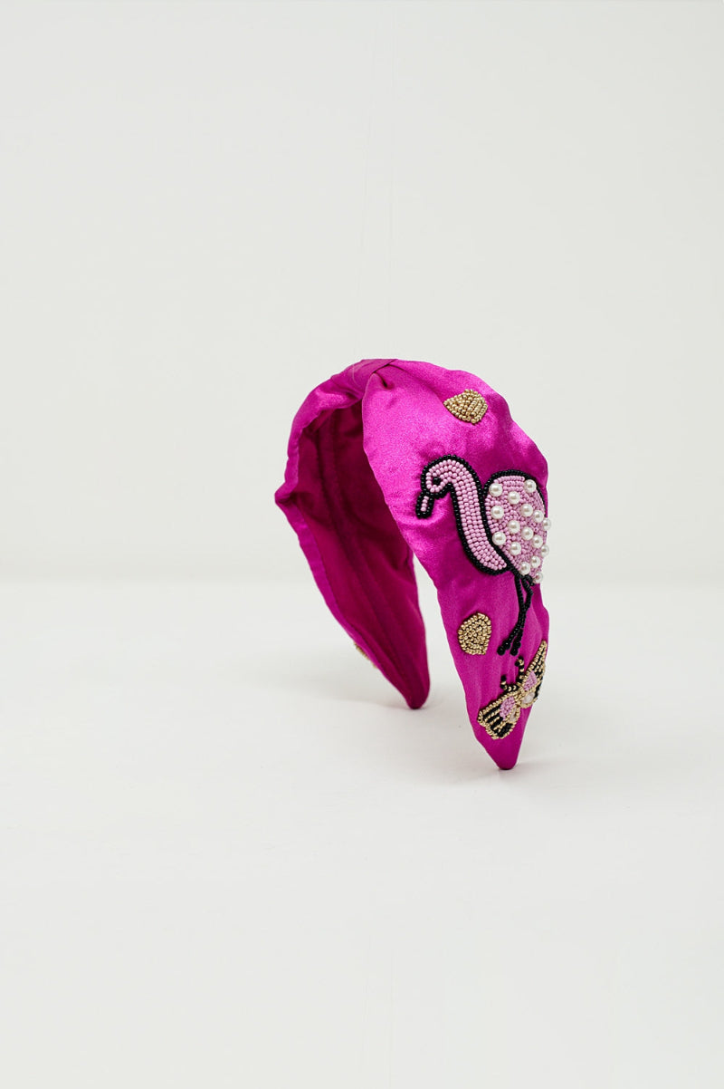 Fuchsia Flamingo Satin Headband
