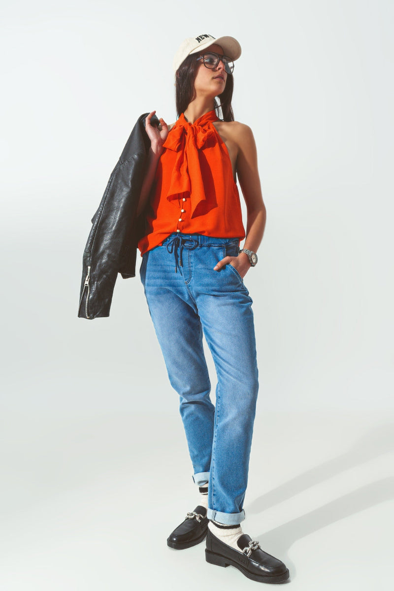 Sunset Halter Button Top