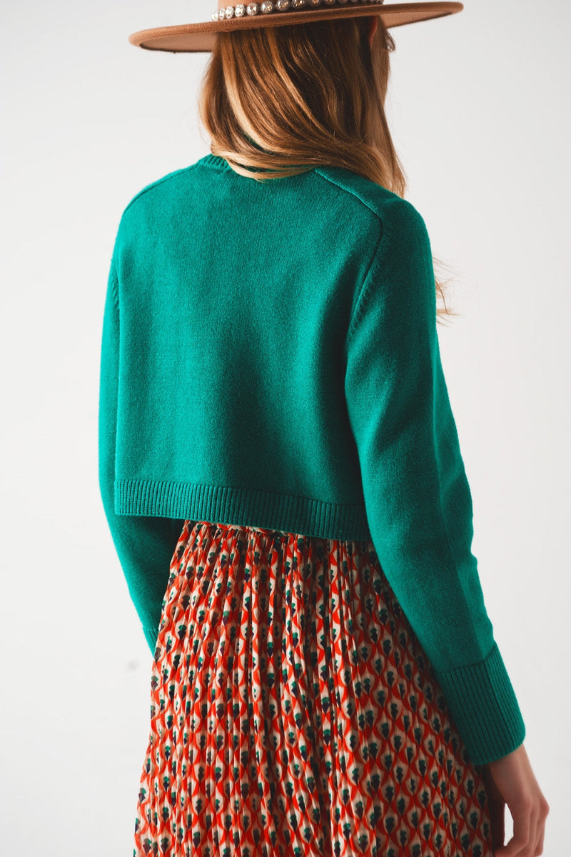 Emerald Cropped Knit Jumper