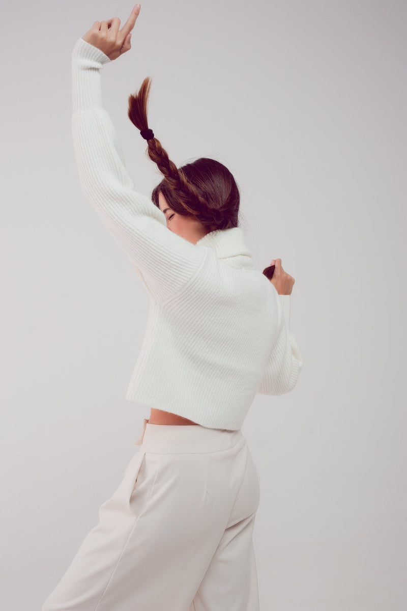 Cream Balloon Sleeve Jumper