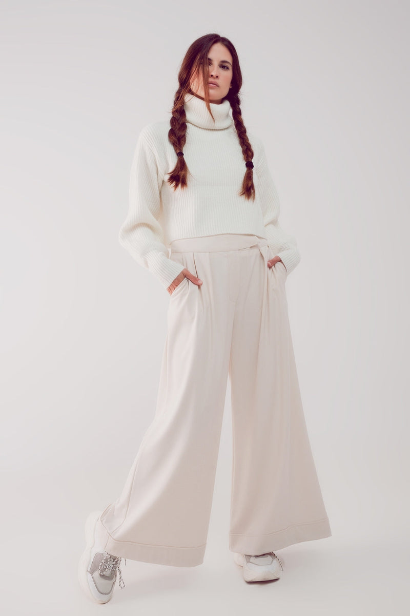 Cream Balloon Sleeve Jumper