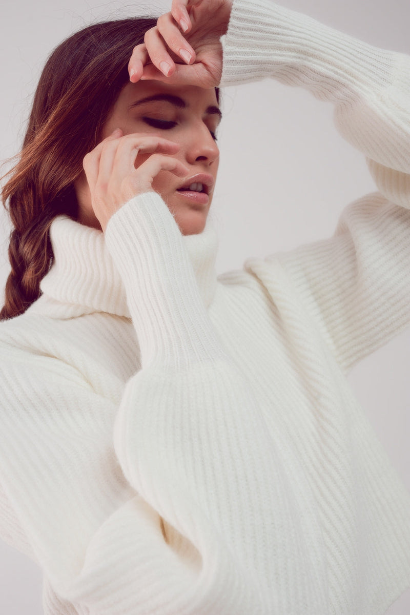 Cream Balloon Sleeve Jumper