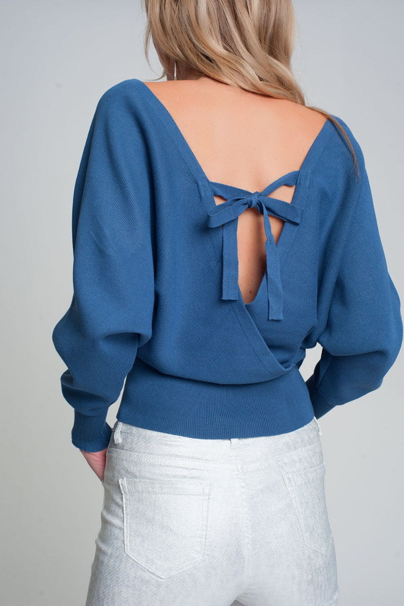 Wrapped V-Neck Knit Sweater