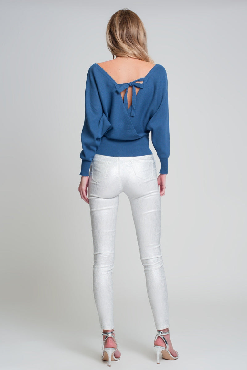 Wrapped V-Neck Knit Sweater