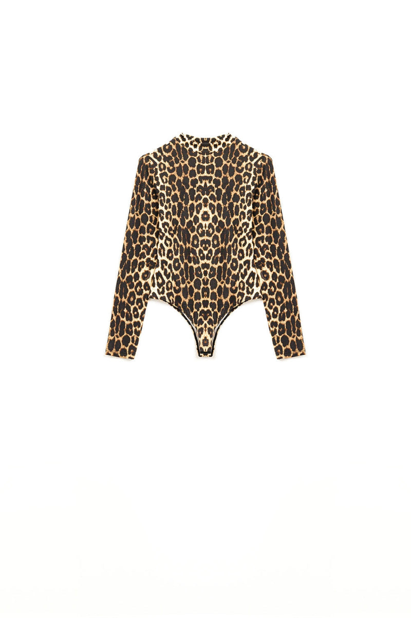 Leopard Print Spandex Body With Long Sleeve