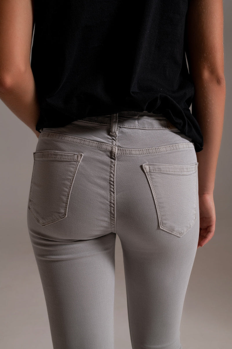 Soft Gray Skinny Ankle Jeans