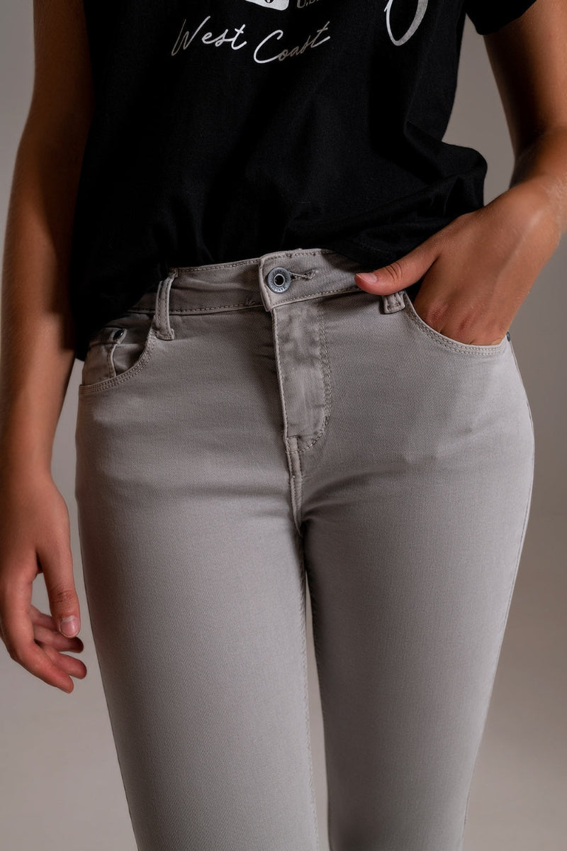 Soft Gray Skinny Ankle Jeans