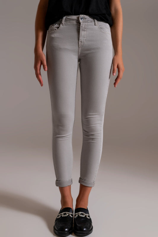 Soft Gray Skinny Ankle Jeans