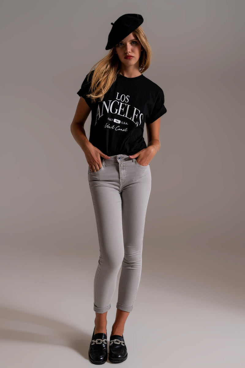 Soft Gray Skinny Ankle Jeans