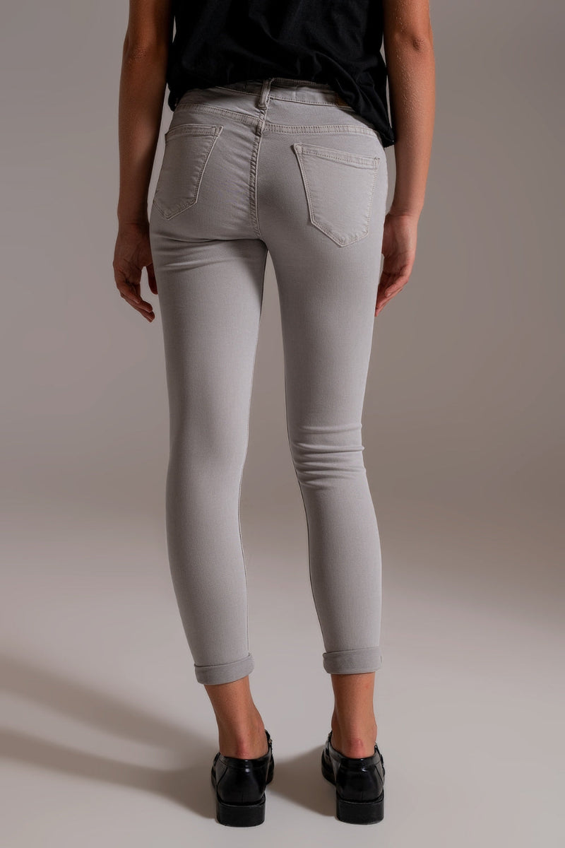 Soft Gray Skinny Ankle Jeans