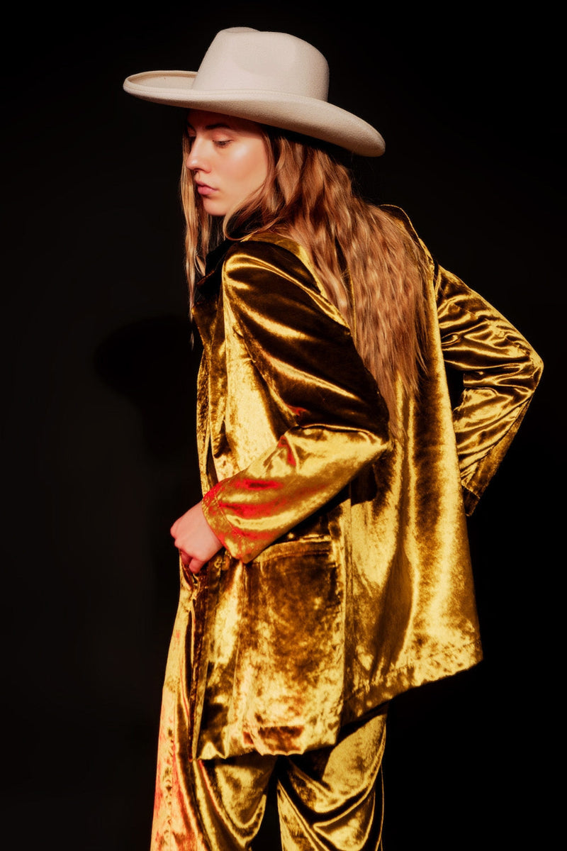 Emerald Velvet Oversized Blazer