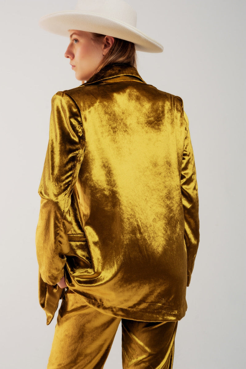 Emerald Velvet Oversized Blazer