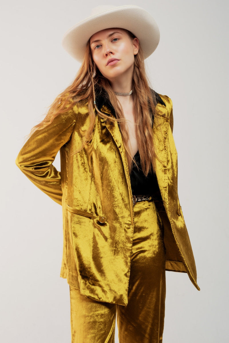 Emerald Velvet Oversized Blazer