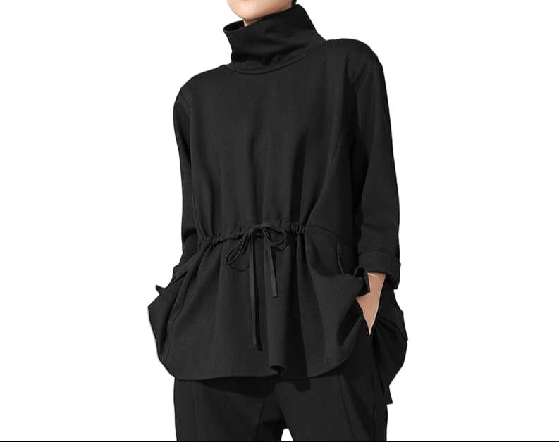 Drawstring Turtleneck Sweatshirt