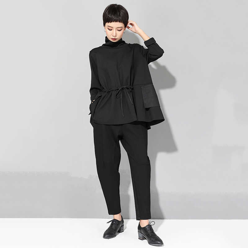 Drawstring Turtleneck Sweatshirt