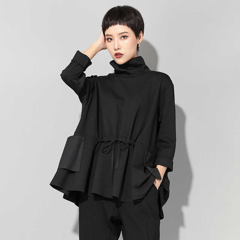 Drawstring Turtleneck Sweatshirt