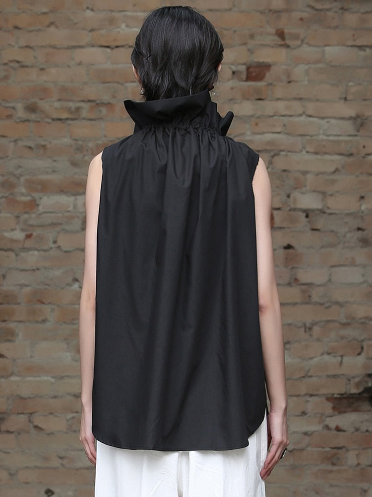 Ruffle Collar Sleeveless Blouse