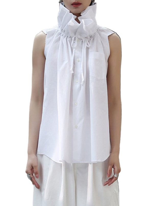 Ruffle Collar Sleeveless Blouse