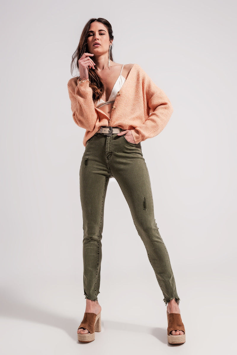 Emerald Ripped Skinny Jeans