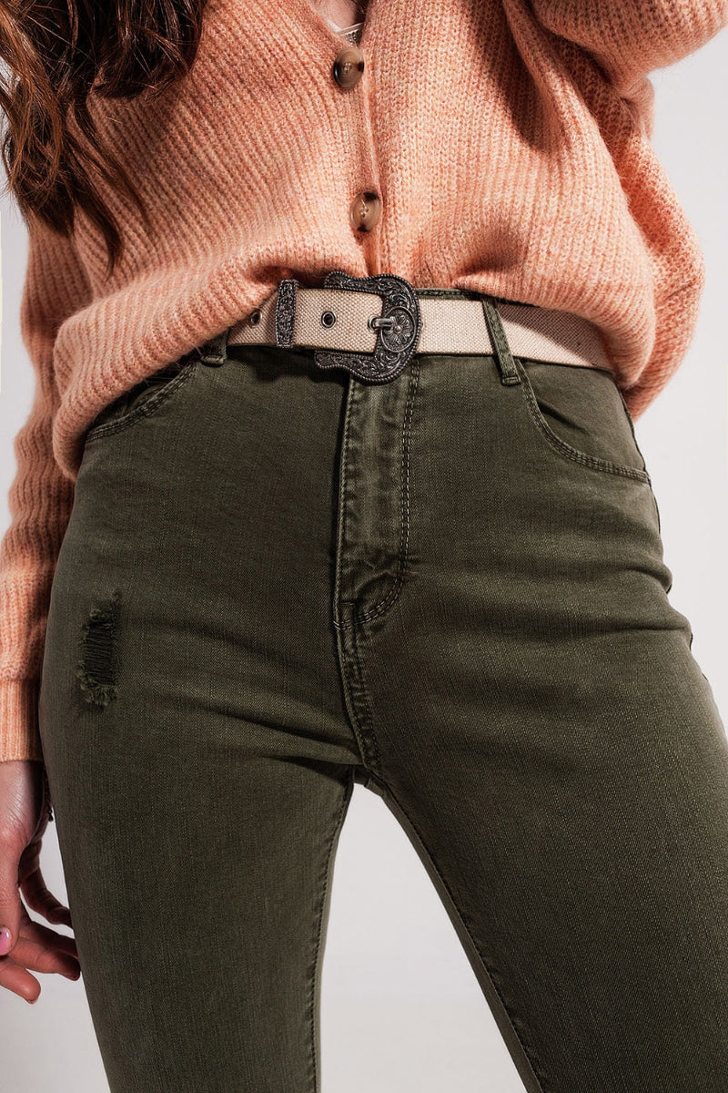 Emerald Ripped Skinny Jeans