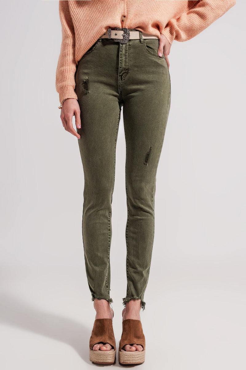 Emerald Ripped Skinny Jeans
