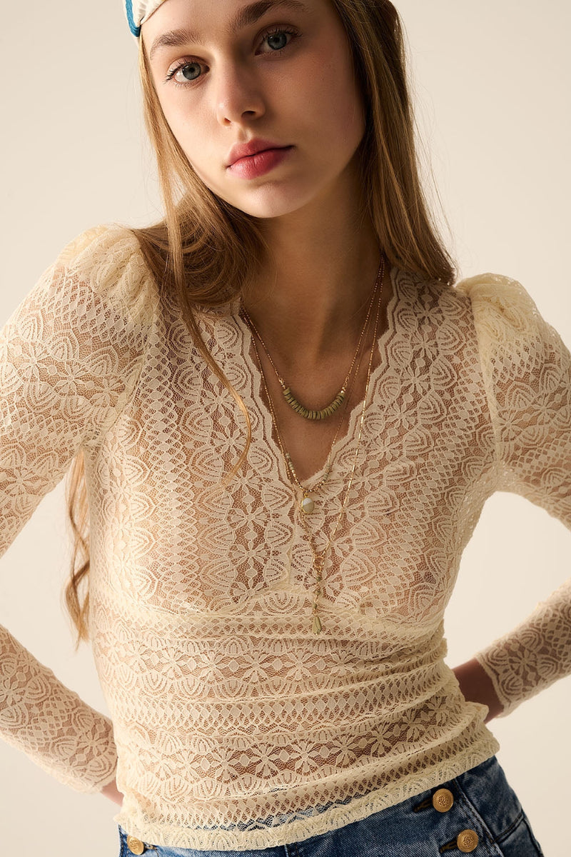 Evelyn Lace V-Neck Top