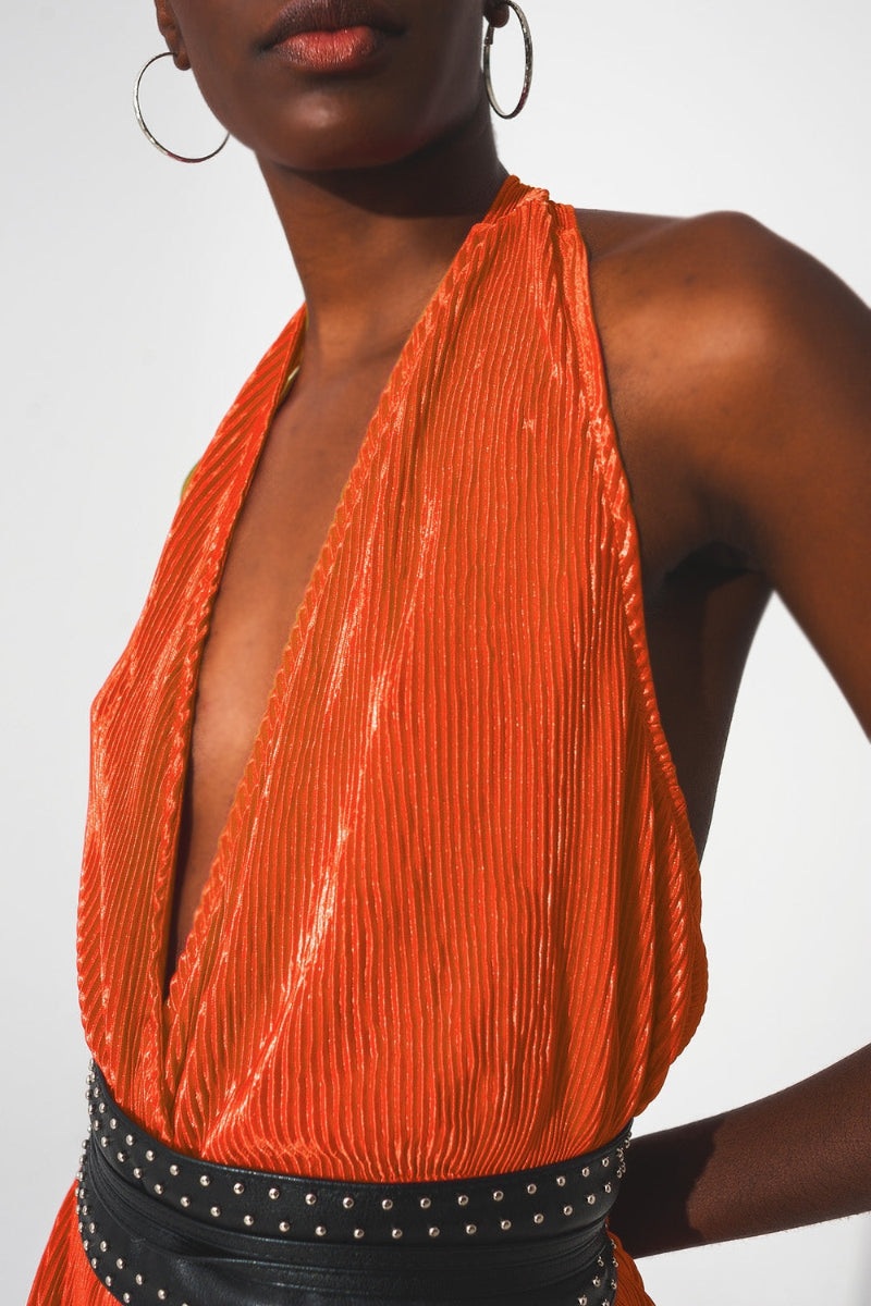 Sunset Satin Pleated Jumpsuit