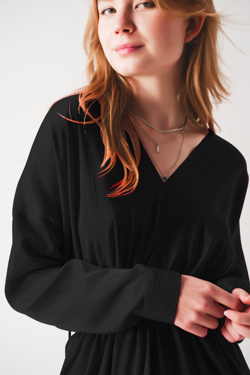 Satin Mini Dress in Black