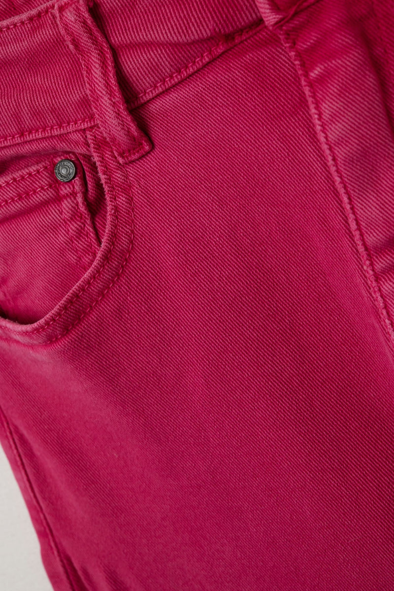 Magenta Cropped Straight Jeans