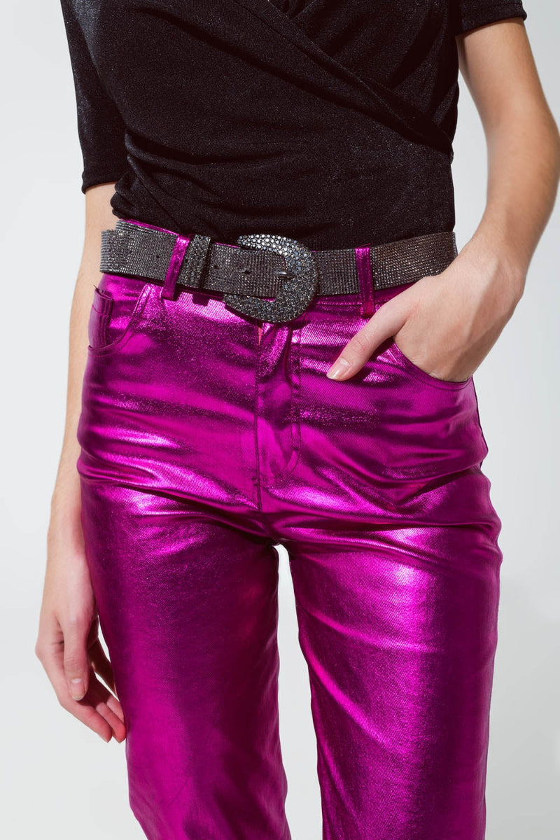 Fuchsia Glow Metallic Pants