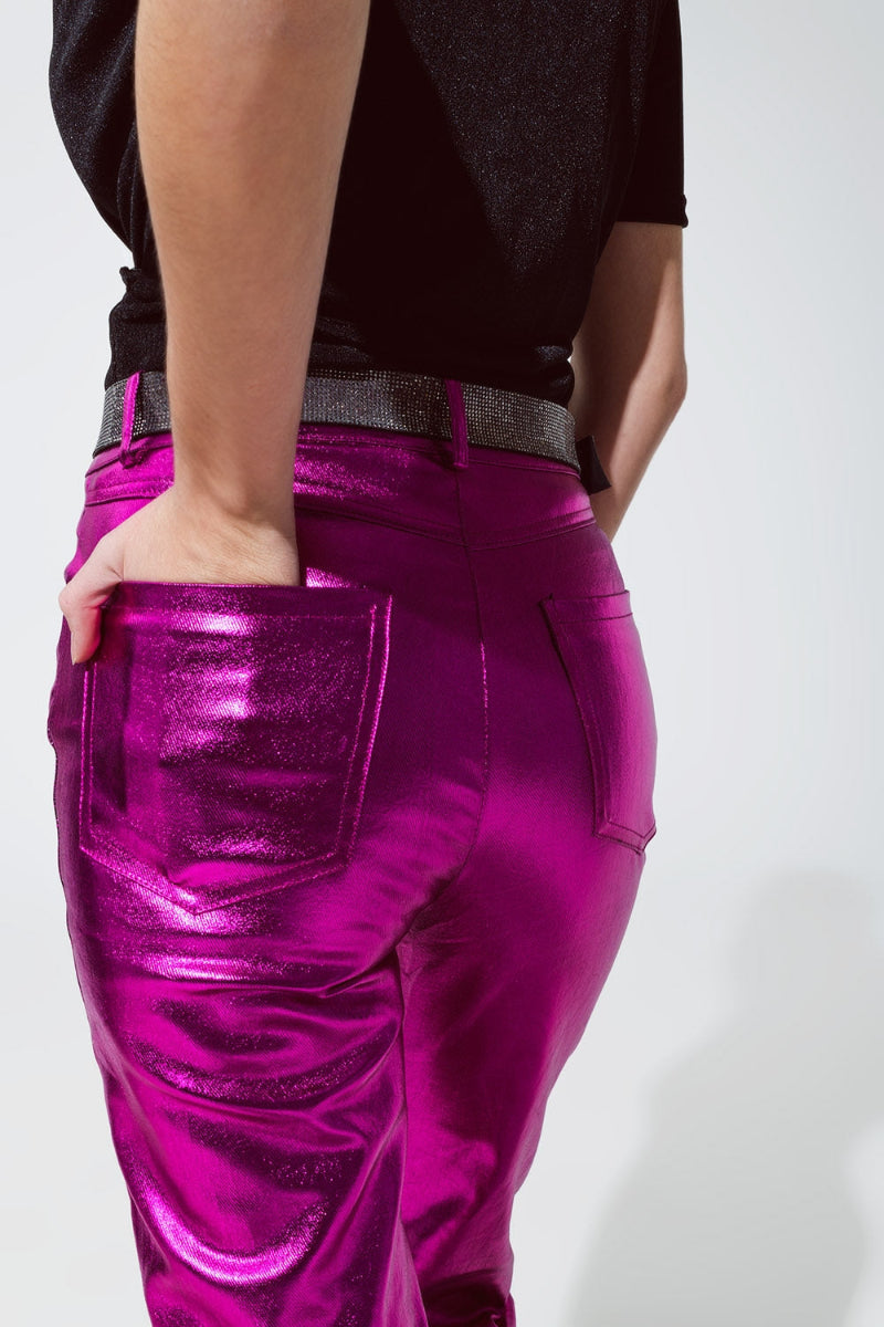 Fuchsia Glow Metallic Pants