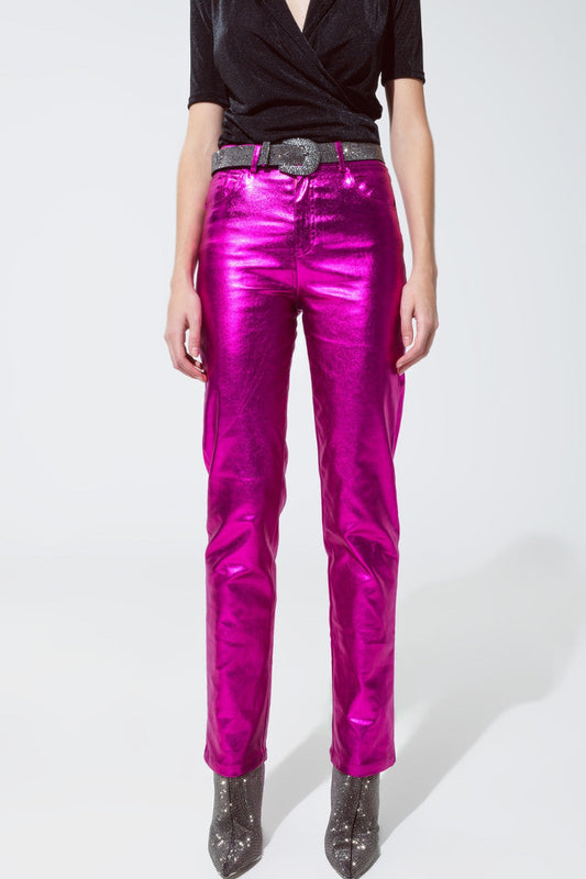 Fuchsia Glow Metallic Pants