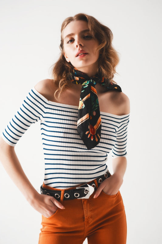 Stripe Bardot Top