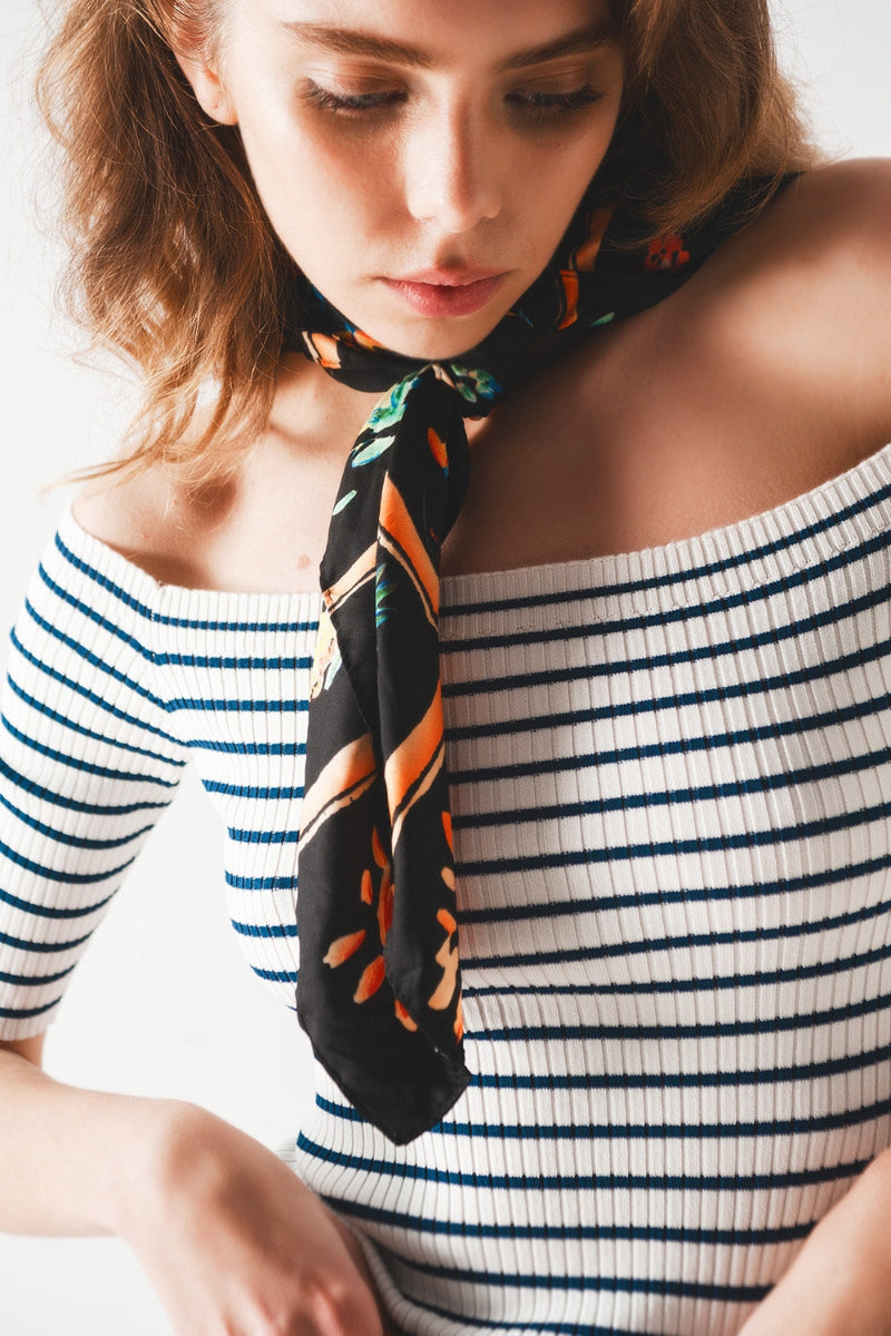 Stripe Bardot Top