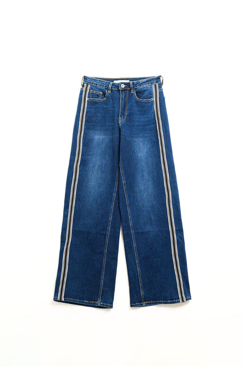 Striped Wide Leg Denim