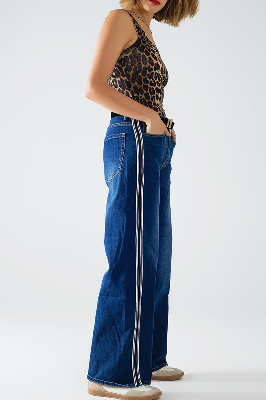 Striped Wide Leg Denim