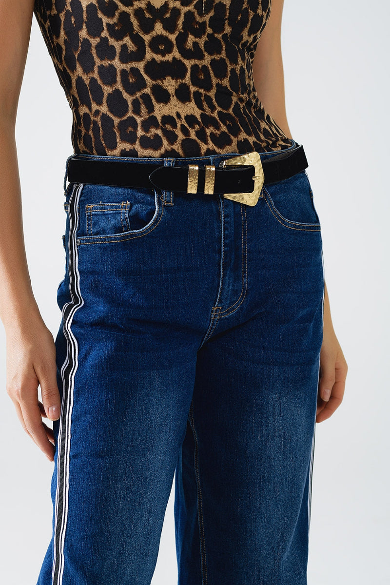 Striped Wide Leg Denim