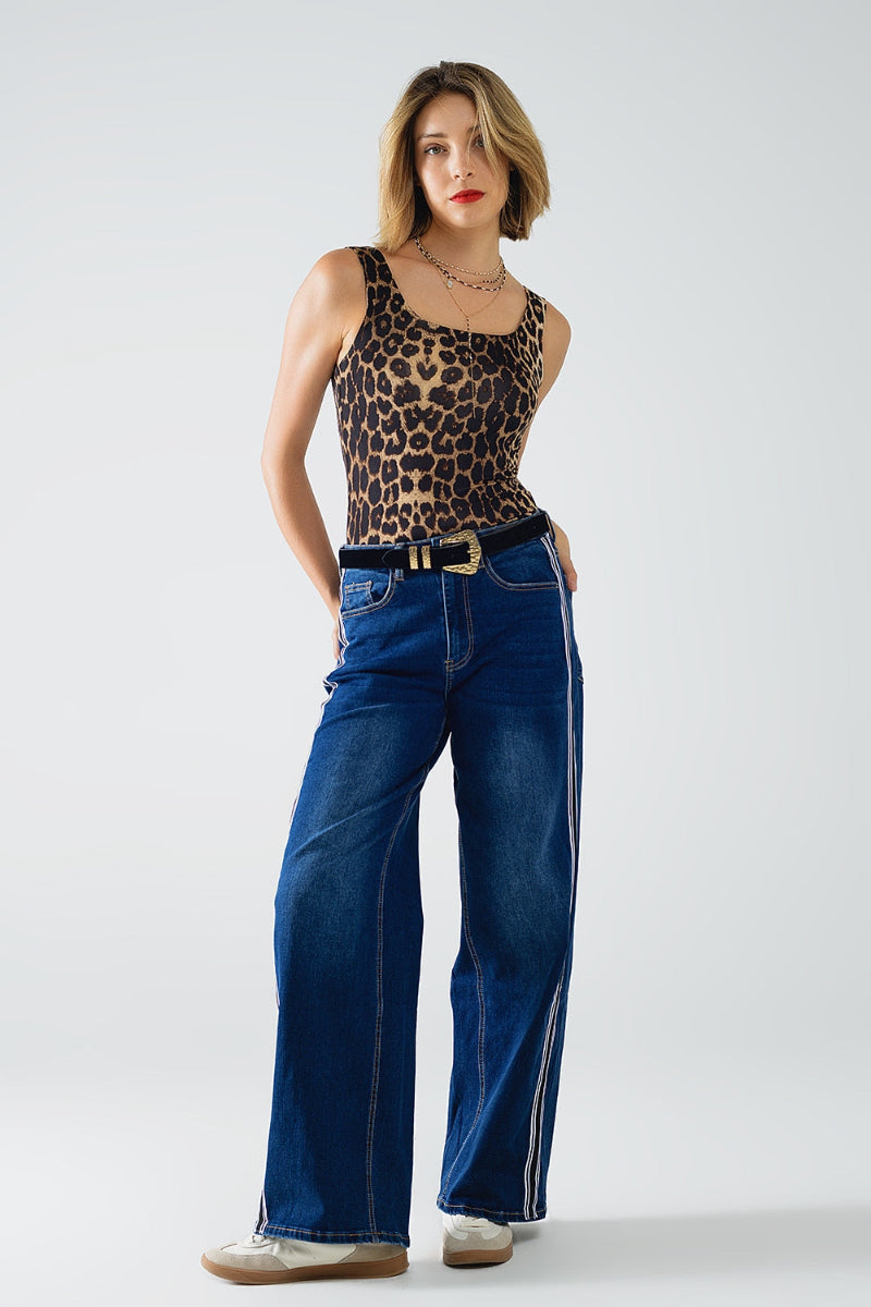 Striped Wide Leg Denim