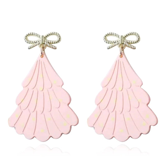 Blush & Bow Christmas Bow Earrings