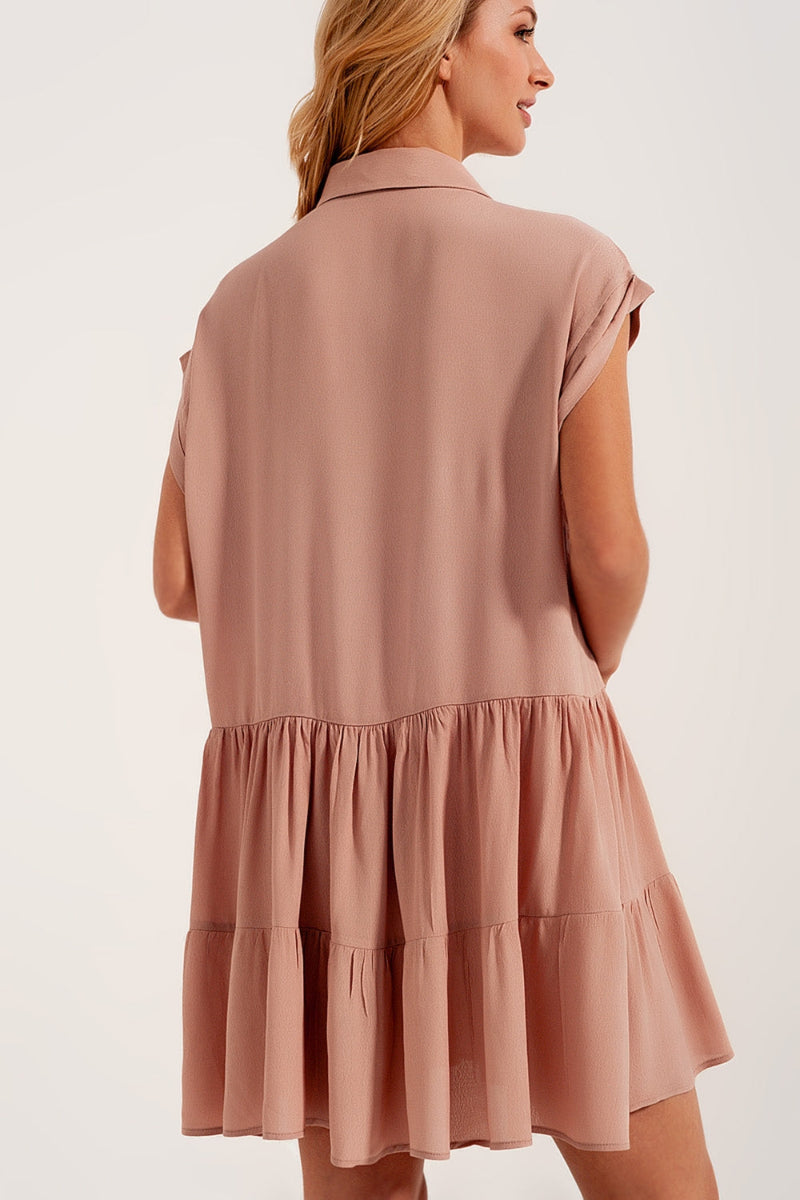 Blush Tiered Shirt Dress