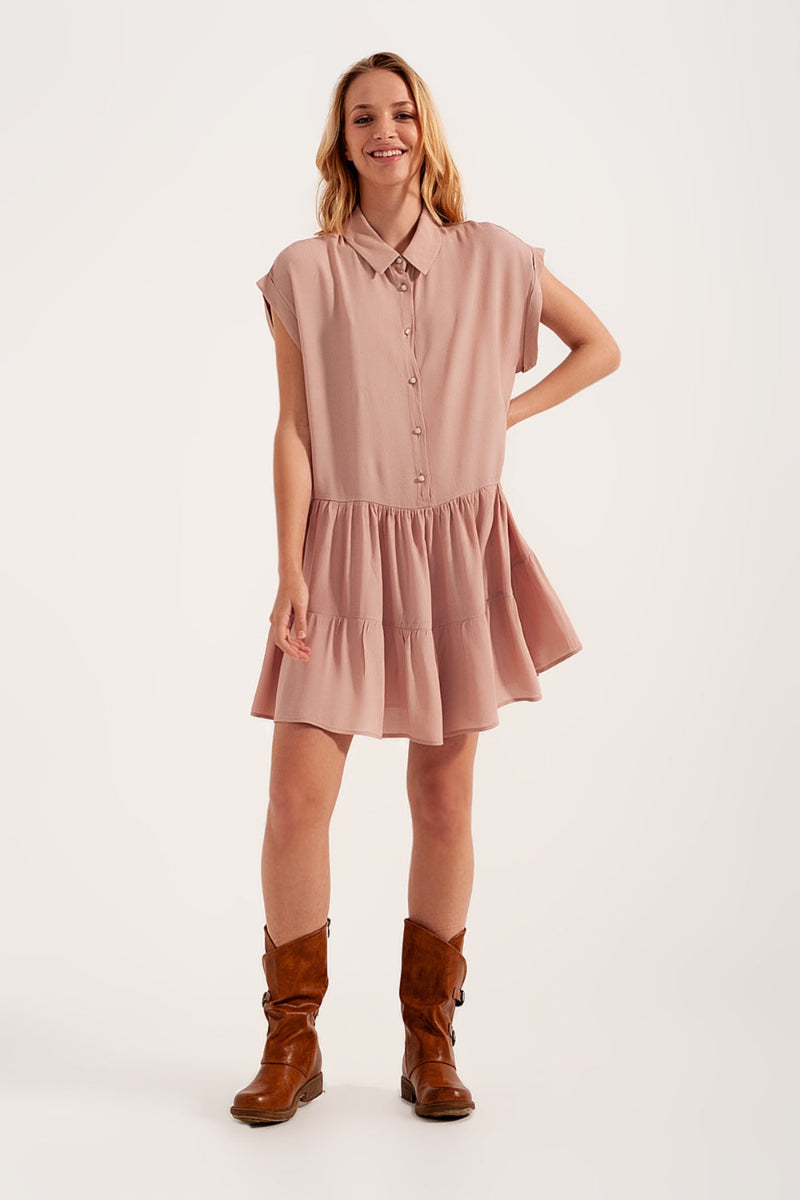 Blush Tiered Shirt Dress