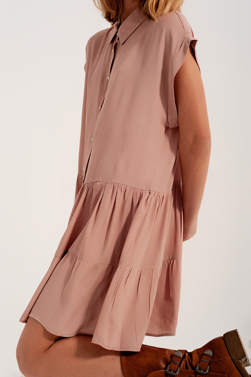 Blush Tiered Shirt Dress