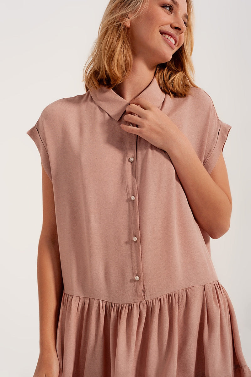 Blush Tiered Shirt Dress