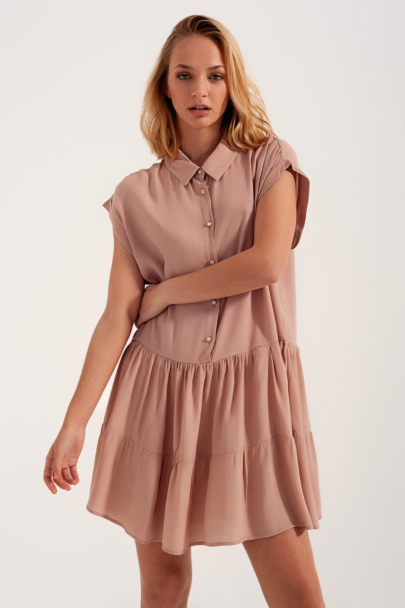 Blush Tiered Shirt Dress