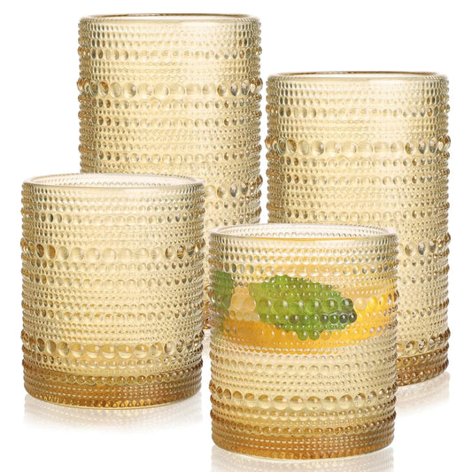 Vintage Amber Drinking Glasses | Set of 6