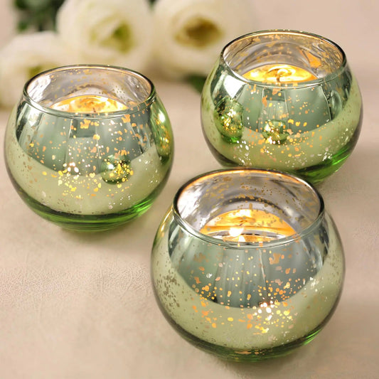 Green Mercury Glass Votive Holders | Set of 24