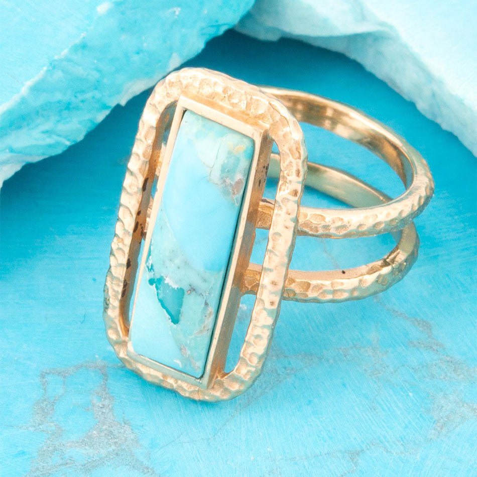 Willa Blue Turquoise Golden Statement Ring