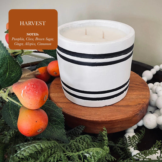 Harvest Striped Stone Candle